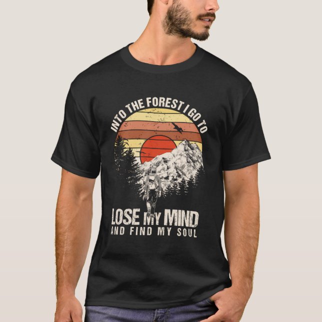 T-shirt Mens Forêts Arbres Aventurier Randonnée Nature Lov (Devant)