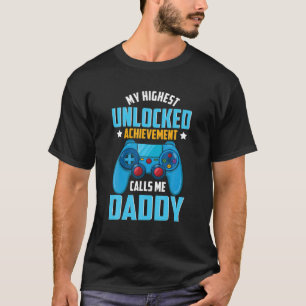 T-shirt Mens Funny Gamer Papa Déverrouillé Vidéo Jeu P