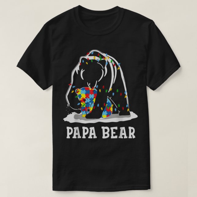 T-shirt Mens Funny Papa Ours Sensibilisation sur l'autisme (Design devant)