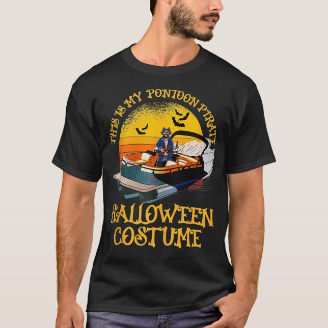 T-shirt Mens Funny Pontoon Boat Pirate Capitaine Costume H (Devant)