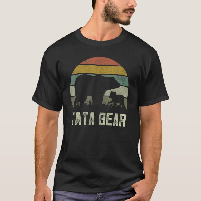 T-shirt Mens Funny Tata Bear Cub Enfant Fête des pères Ind (Devant)