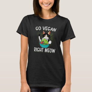 T-shirt Mens Go Vegan Right Meow Cat Vegan Vegetable Diet