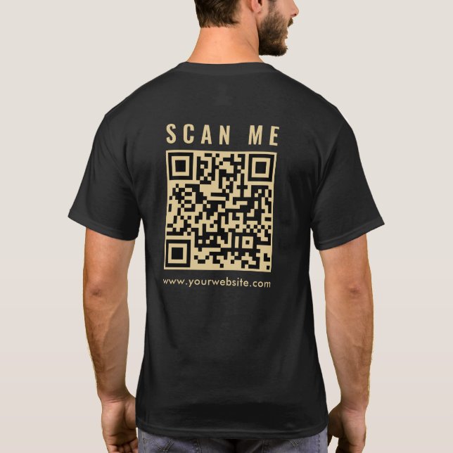 T-shirt Mens Gold me numérise QR Code avant et arrière imp (Dos)