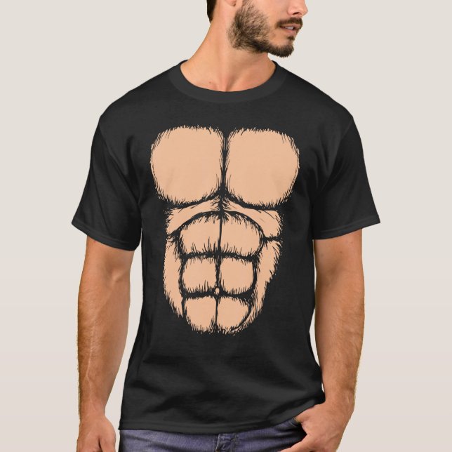 T-shirt Mens Gorilla Chest Muscles Six Pack (Devant)