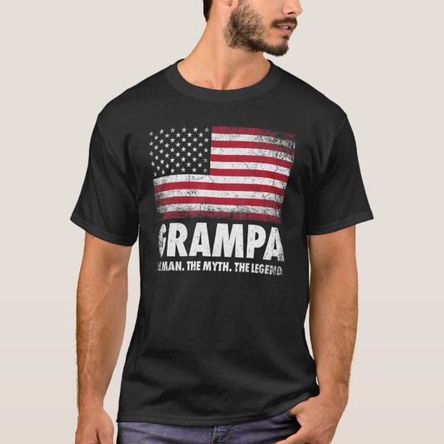 T-shirt Mens Grampa L'Homme Le Mythe La Légende Grand-Père (Devant)