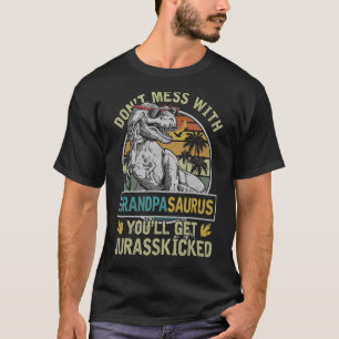 T-shirt Mens Grand-pa Rex Saurus Papasaurus Dinosaures Hom