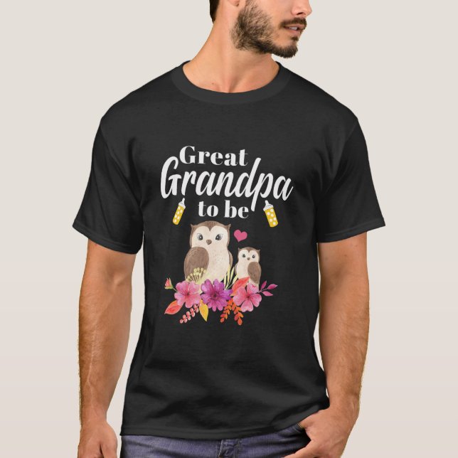 T-shirt Mens Grand-Père D'Être Un Baby shower De Chouette  (Devant)