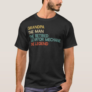 T-shirt Mens Grand-Père L'Homme L'Ascenseur Retraité Mécan