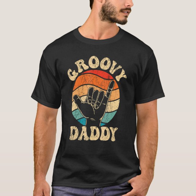 T-shirt Mens Groovy Daddy 70s Aesthetic Nostalgia 1970's R (Devant)
