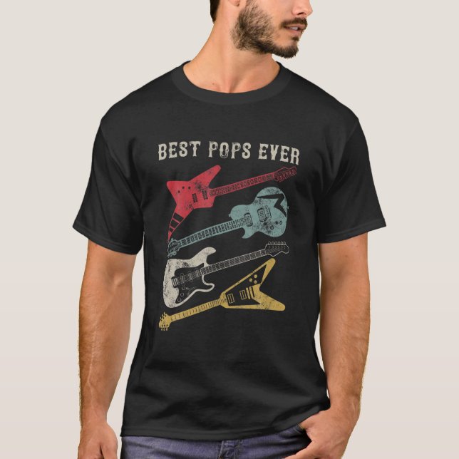 T-shirt Mens Guitariste Guitariste Lover Best Pops Ever Fa (Devant)
