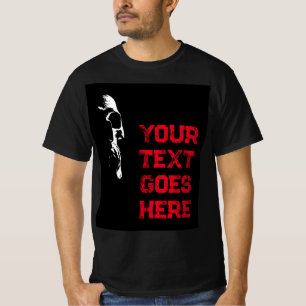 T-shirt Mens Halloween Crâne Distressé Texte noir rouge