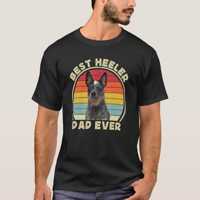 T-shirt Mens Heeler Dad For Men Retro Blue Australian Catt (Devant)