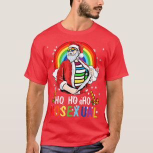 T-shirt Mens Ho Ho Mosexué Gay Père Noël LGBT Pun Gay Prid