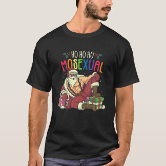 T-shirt Mens Ho Ho Mosexué Gay Père Noël LGBT Pun Gay Prid