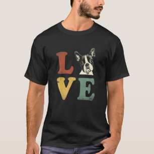 T-shirt Mens I Love My Boston Terrier Pour Dog Retro