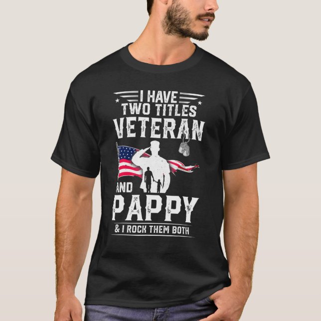 T-shirt Mens J'Ai Deux Titres Vétérinaire Et Pappy - Cool  (Devant)