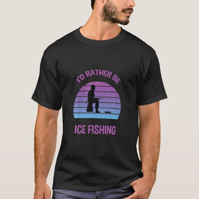 T-shirt Mens Je préfère être la pêche sur glace Retro Vint (Devant)