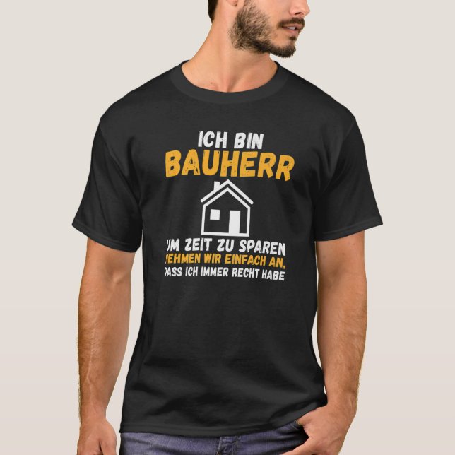 T-shirt Mens Je suis constructeur gagner du temps juste av (Devant)