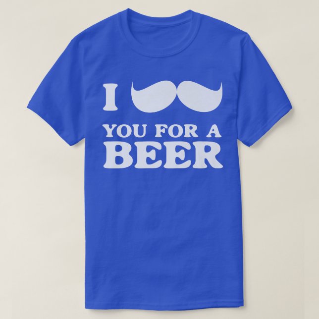 T-shirt Mens Je te moustache pour une bière (Design devant)