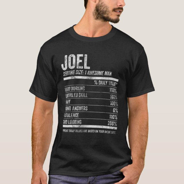 T-shirt Mens Joel Nutrition Nom personnalisé Funny Nom F (Devant)