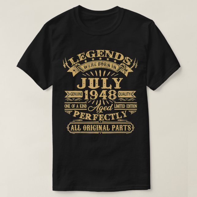 T-shirt Mens Legends Sont Nés En Juillet 1948 74ème Annive (Design devant)