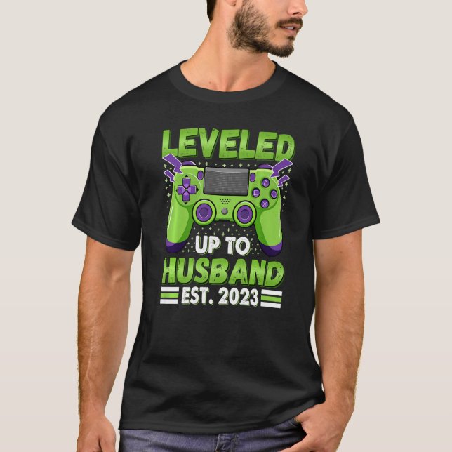 T-shirt Mens Leveled Up To Husband 2023 Promoted To Husban (Devant)