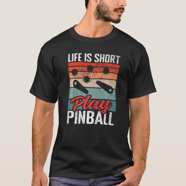 T-shirt Mens Life jeu court pinball Retro Pinball arca (Devant)
