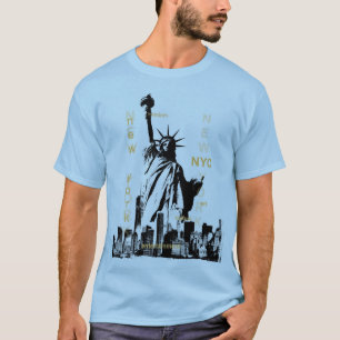 T-shirt Mens Light Blue Nyc Liberty Statue Manhattan