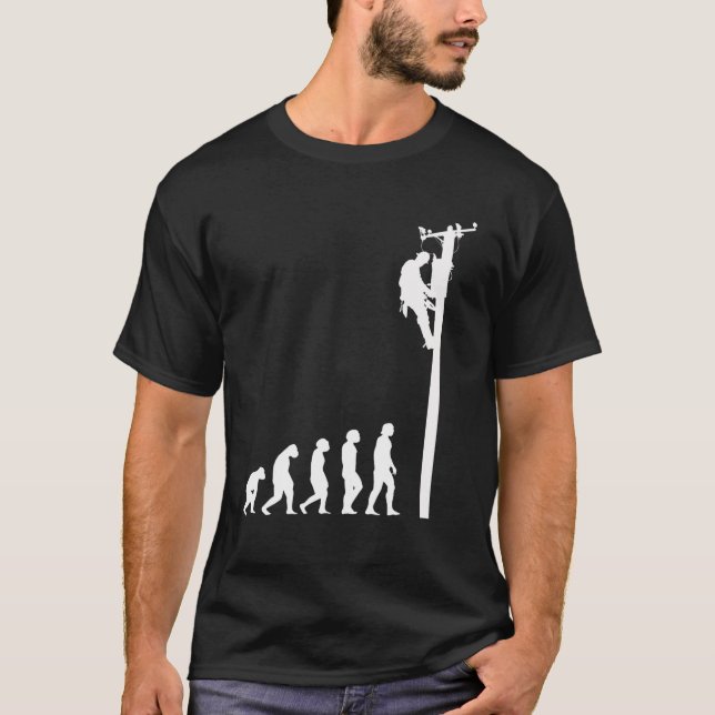 T-shirt Mens Lineman Evolution Funny Câble électrique Homm (Devant)