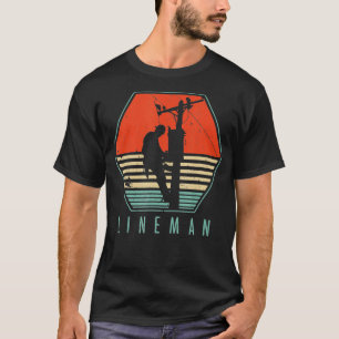 T-shirt Mens Lineman Vintage Rétro Electricien Cadeau