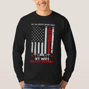 T-shirt Mens Ma Femme Porte Des Scrubs American Flag Nurse
