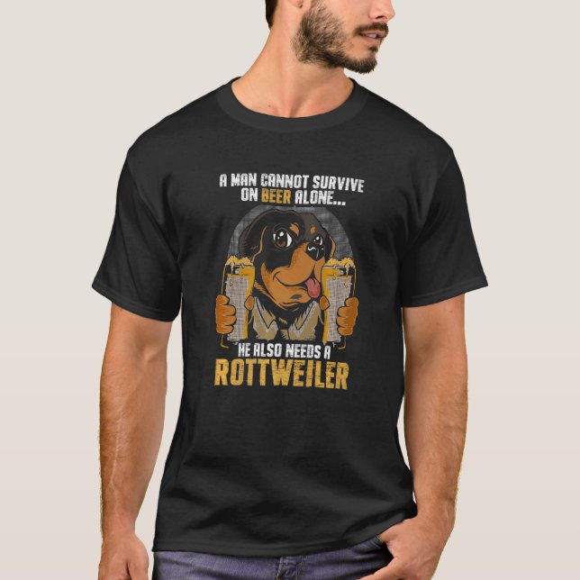T-shirt Mens Man Needs Beer And Rottweiler Dog Owner Rotti (Devant)
