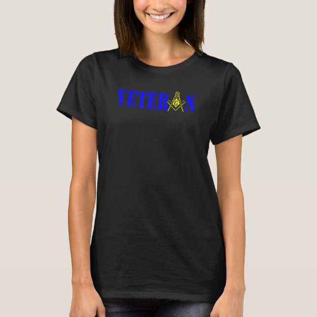 T-shirt Mens Masonic Militaire Vétéran Mason Carré et Com (Devant)