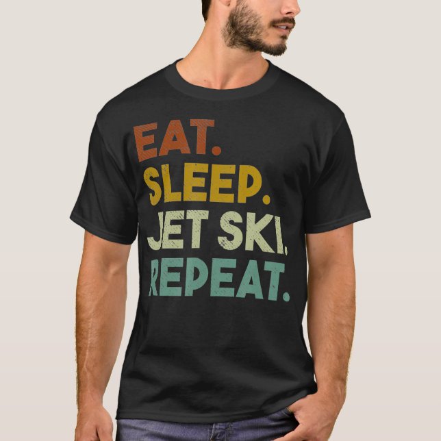 T-shirt Mens Mat Sleep Jet Ski Répéter Retro Jet Ski  (Devant)