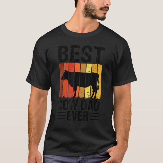 T-shirt Mens Meilleure Vache Papa Ever Vache Ferme agricol (Devant)