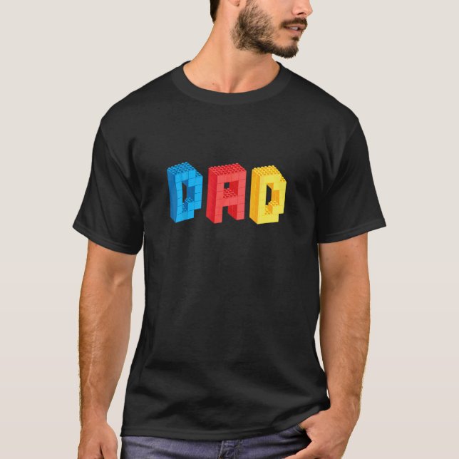 T-shirt Mens Mens Papa Brick Builder Blocks Master Builder (Devant)