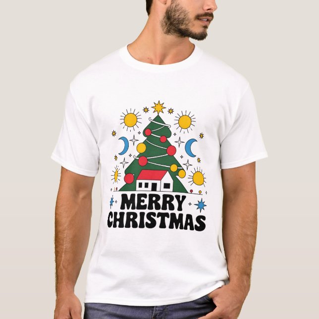 T-shirt Men's Merry Christmas Basic T-Shirt: Festive New M (Devant)