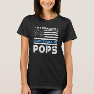 T-shirt Mens Mes Favoris Appelent Moi Pops Usa Drapeau Fat