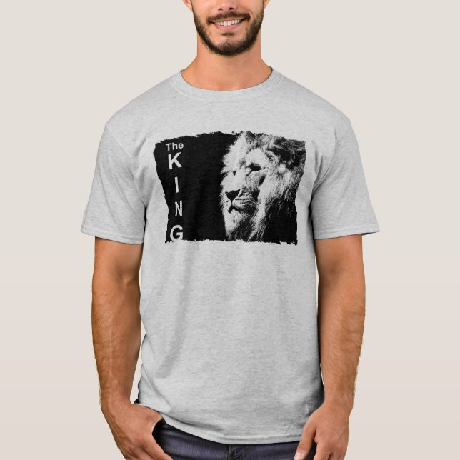 T-shirt Mens Moderne Tee - shirt Pop Art Lion Face Grey (Devant)