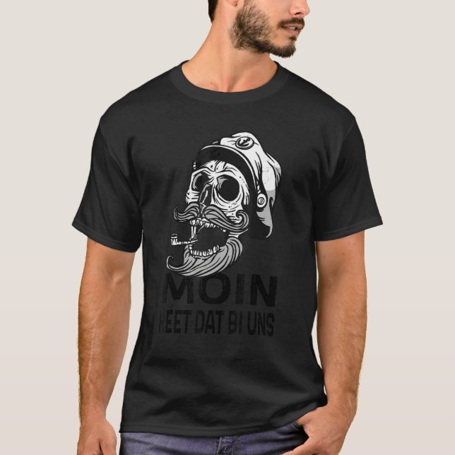 T-shirt Mens Moin Heet Dat Bi Uns Flat Allemand Crâne Capt (Devant)