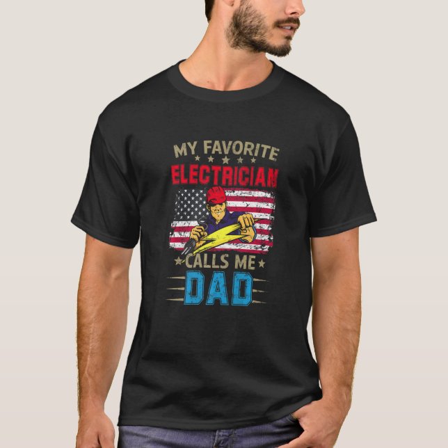 T-shirt Mens Mon Électricien Favori m'appelle Papa Père (Devant)