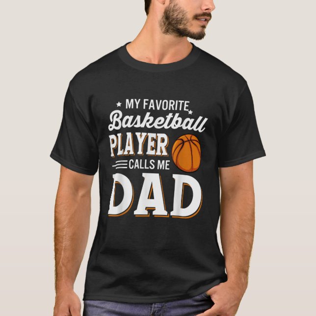 T-shirt Mens Mon Joueur De Basket Favori M'Appelle Papa T (Devant)