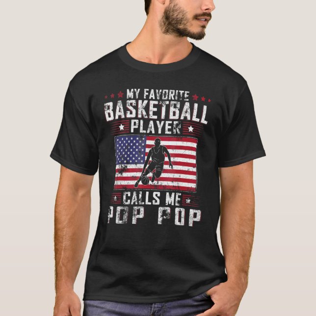 T-shirt Mens Mon Joueur De Basket Favori M'Appelle Pop Po (Devant)