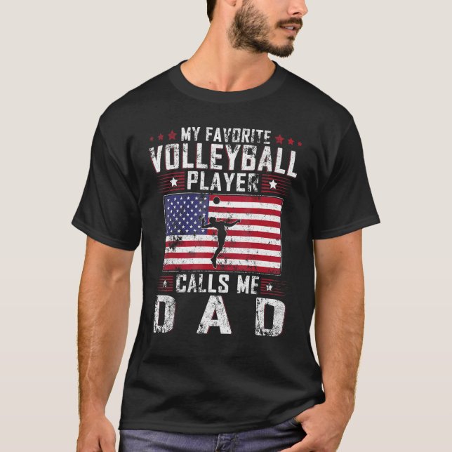 T-shirt Mens Mon Joueur De Volley-ball favori m'appelle Pa (Devant)
