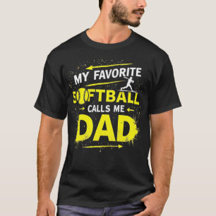 T-shirt Mens Mon Joueur favori de softball m'appelle Papa