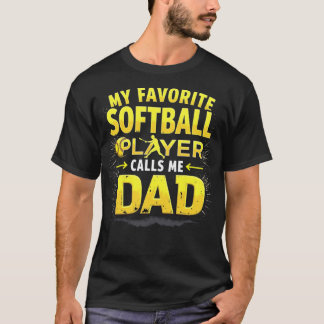 T-shirt Mens Mon Joueur favori de softball m'appelle Papa 