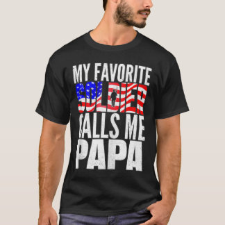T-shirt Mens Mon Soldat Préféré M'Appelle Papa - Fier Bras