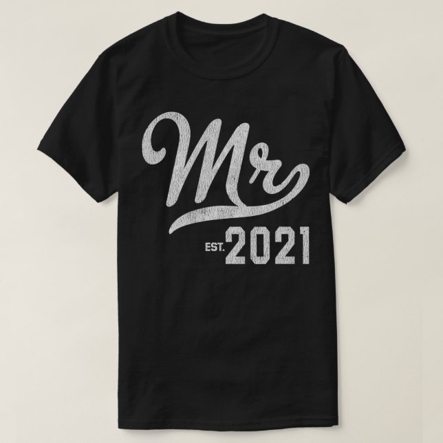 T-shirt Mens Mr Est 2021 Wedding Engagement Newlywed Gift  (Design devant)