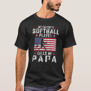 T-shirt Mens My Favori Softball Player appelle Papa Fat