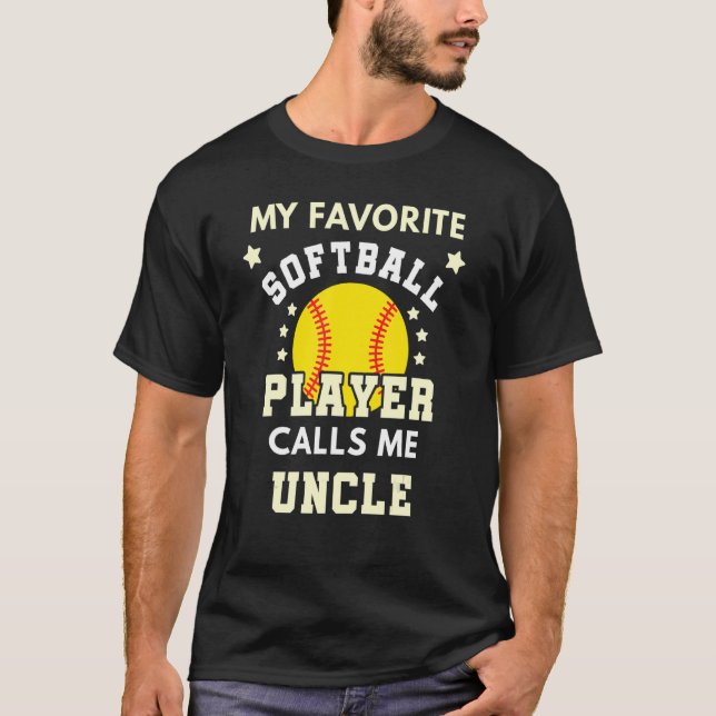 T-shirt Mens My Favori Softball Player Me Appelle Oncle Ba (Devant)